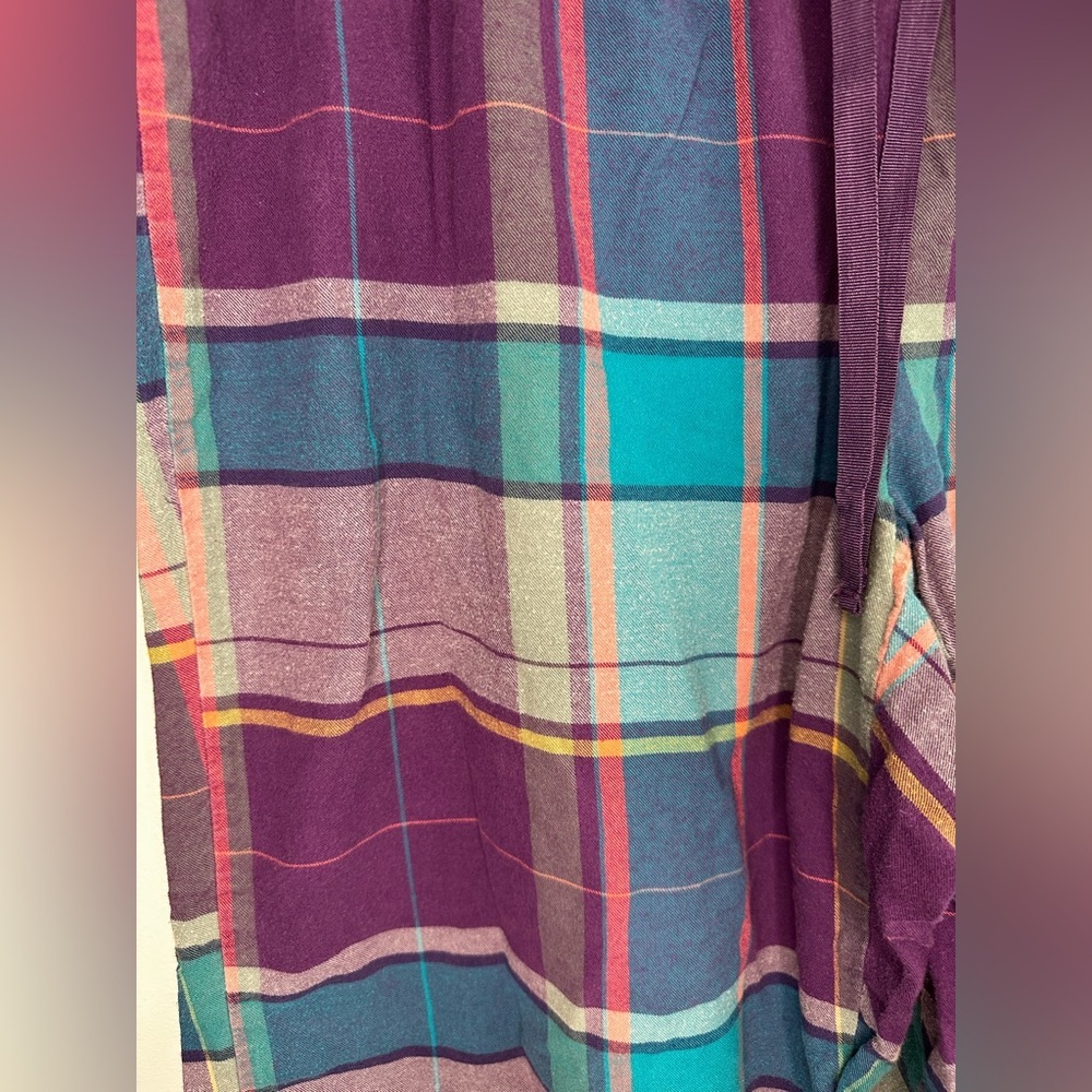 Women’s Purple Life Is Good Pull On Plaid Classic Sleep Pajama Pants Size Medium - Picture 2 of 5